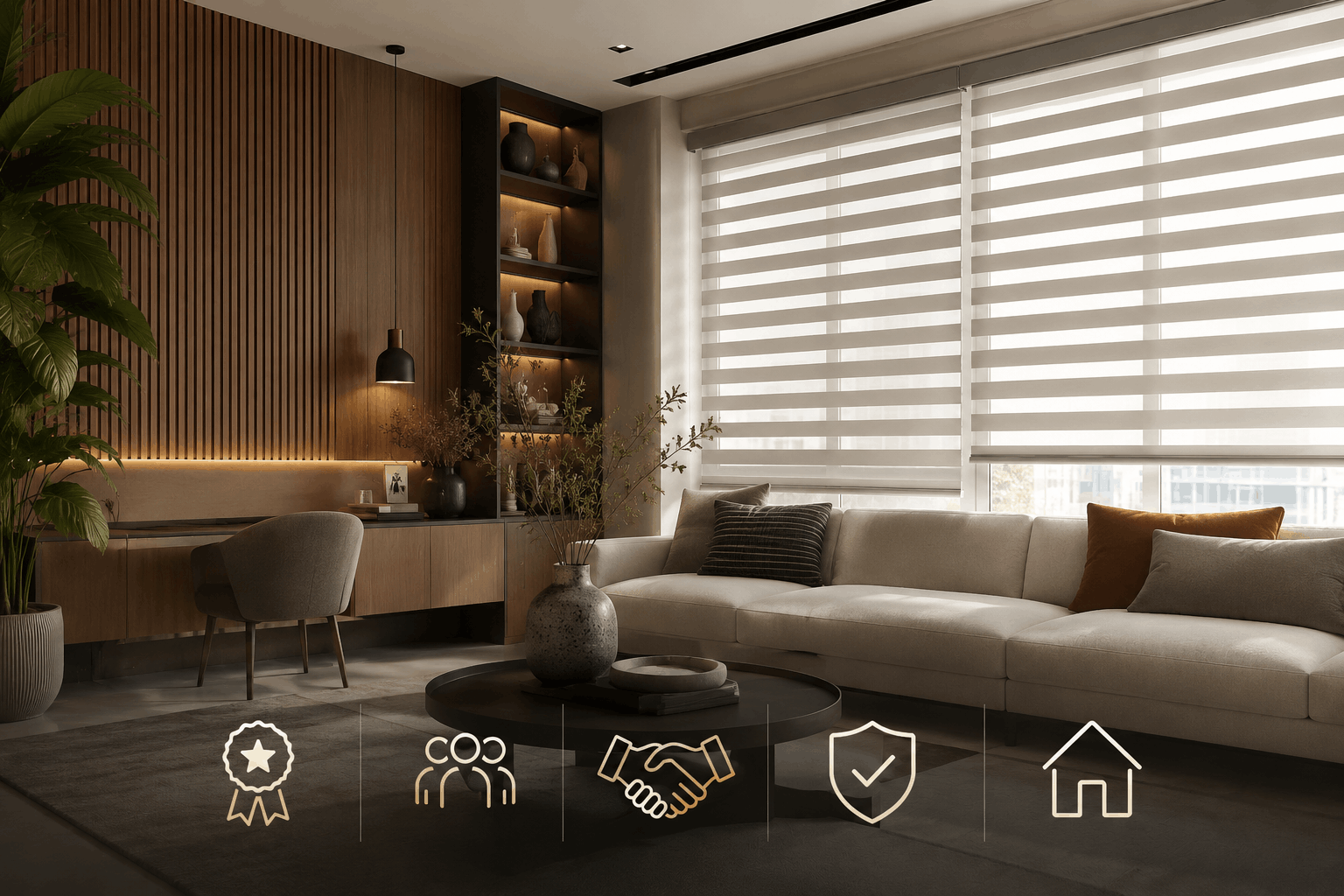 Interior moderno con persianas y valores de Persianas Avant